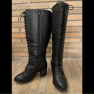 Torrid Size 7W Lace Up Wide Calf Boot- Black